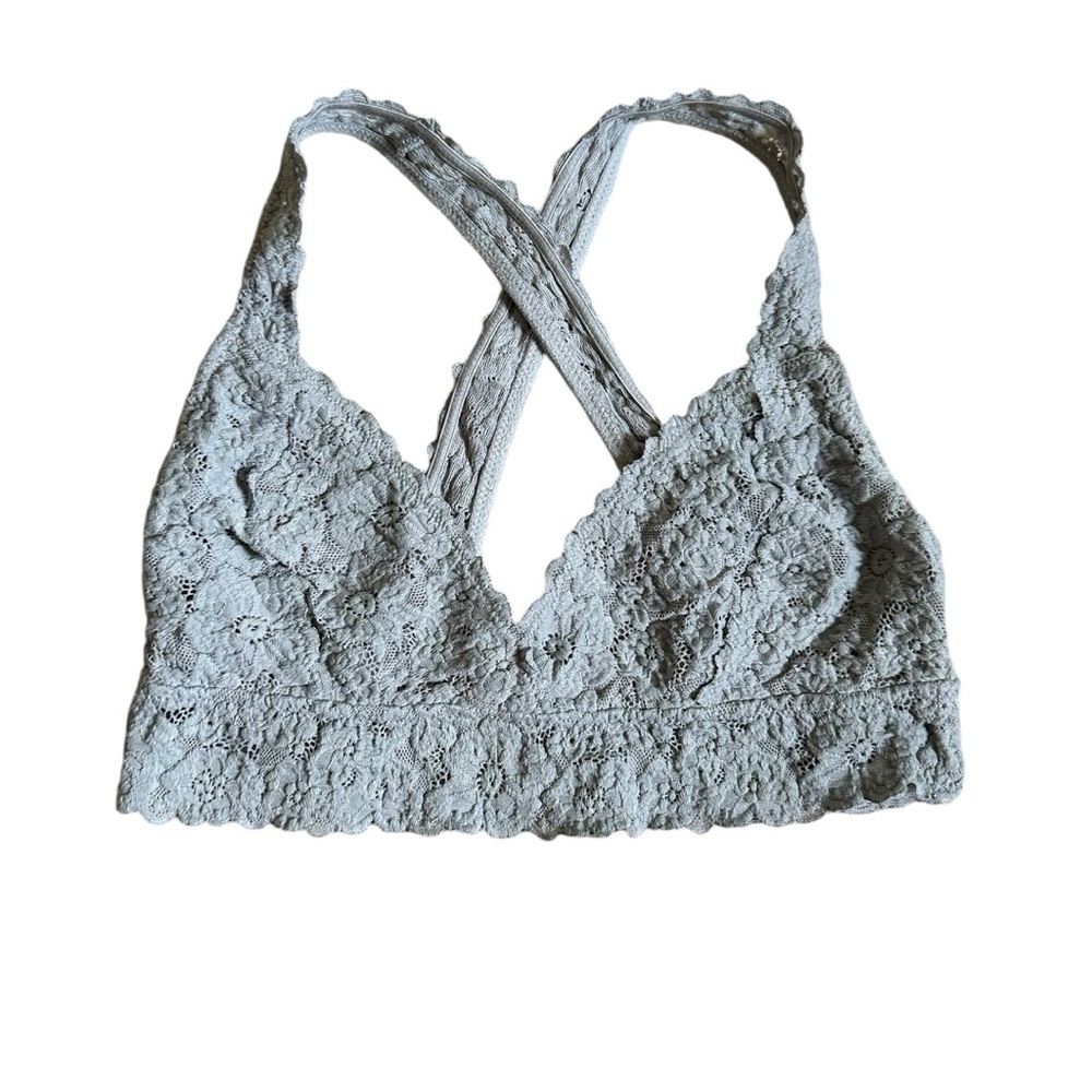 Aerie Lace bra Bralette Womens Size Medium Gray Lace